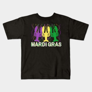 Mardi Gras Crawfish Mardi Gras Flag Colors Kids T-Shirt